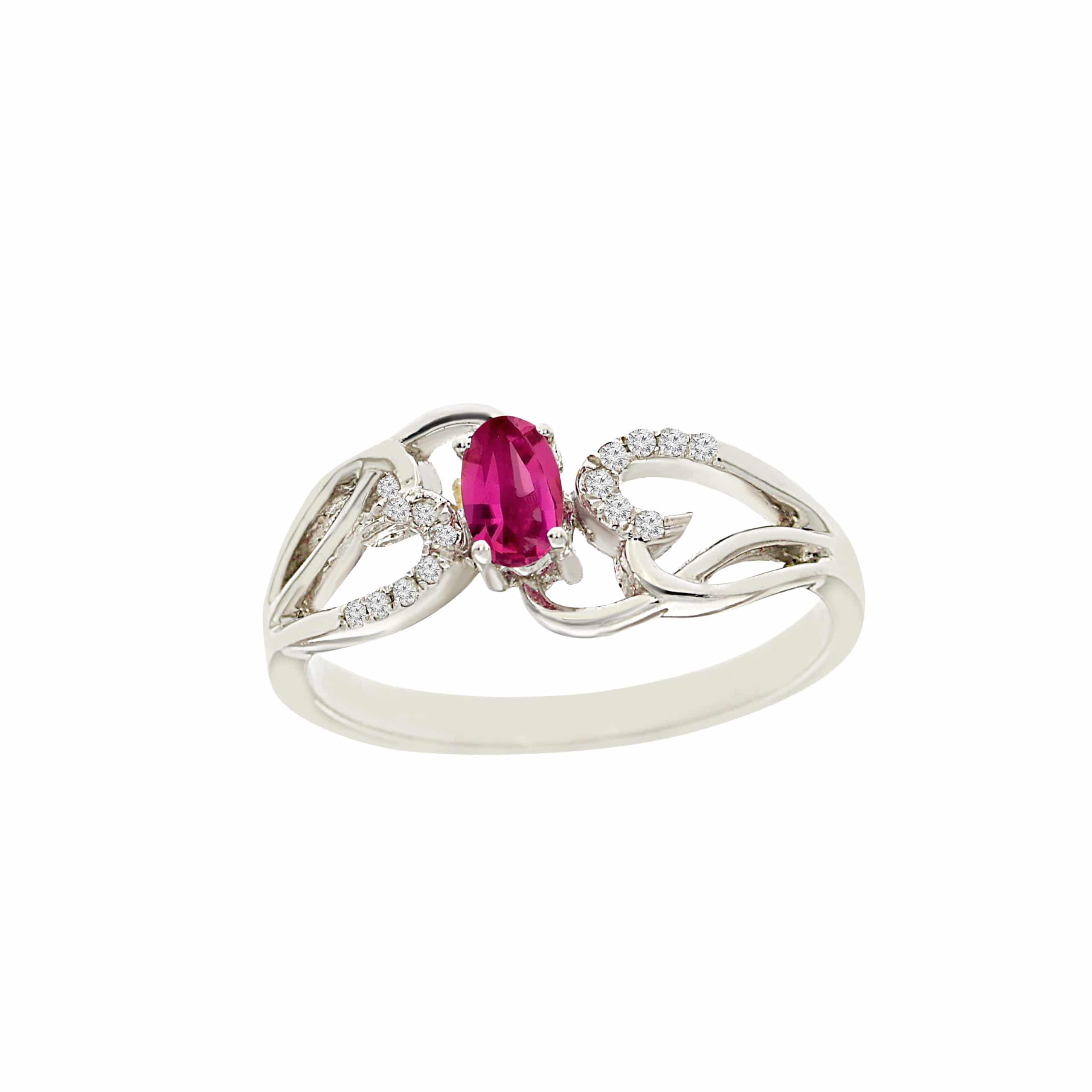 0.28ct Ruby and Diamonds Ring, 14K White Gold