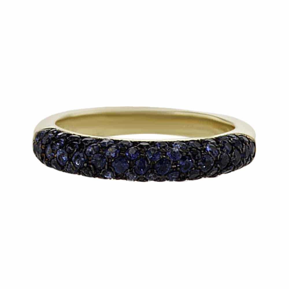 1.40ct Sapphire and Diamonds Eternity Ring, 14K Yellow Gold