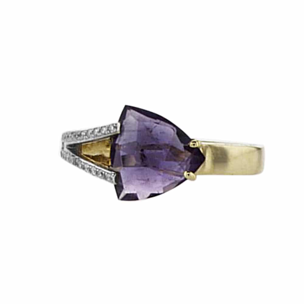 2.01ct Amethyst and Diamonds Ring, 14K Yellow Gold