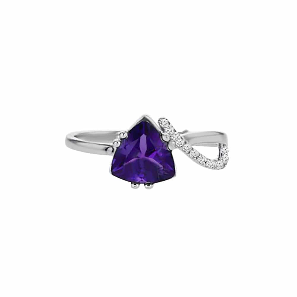 1.07ct Amethyst and Diamonds Ring, 14K White Gold