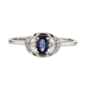 0.27ct Sapphire and Diamonds Ring, 14K White Gold