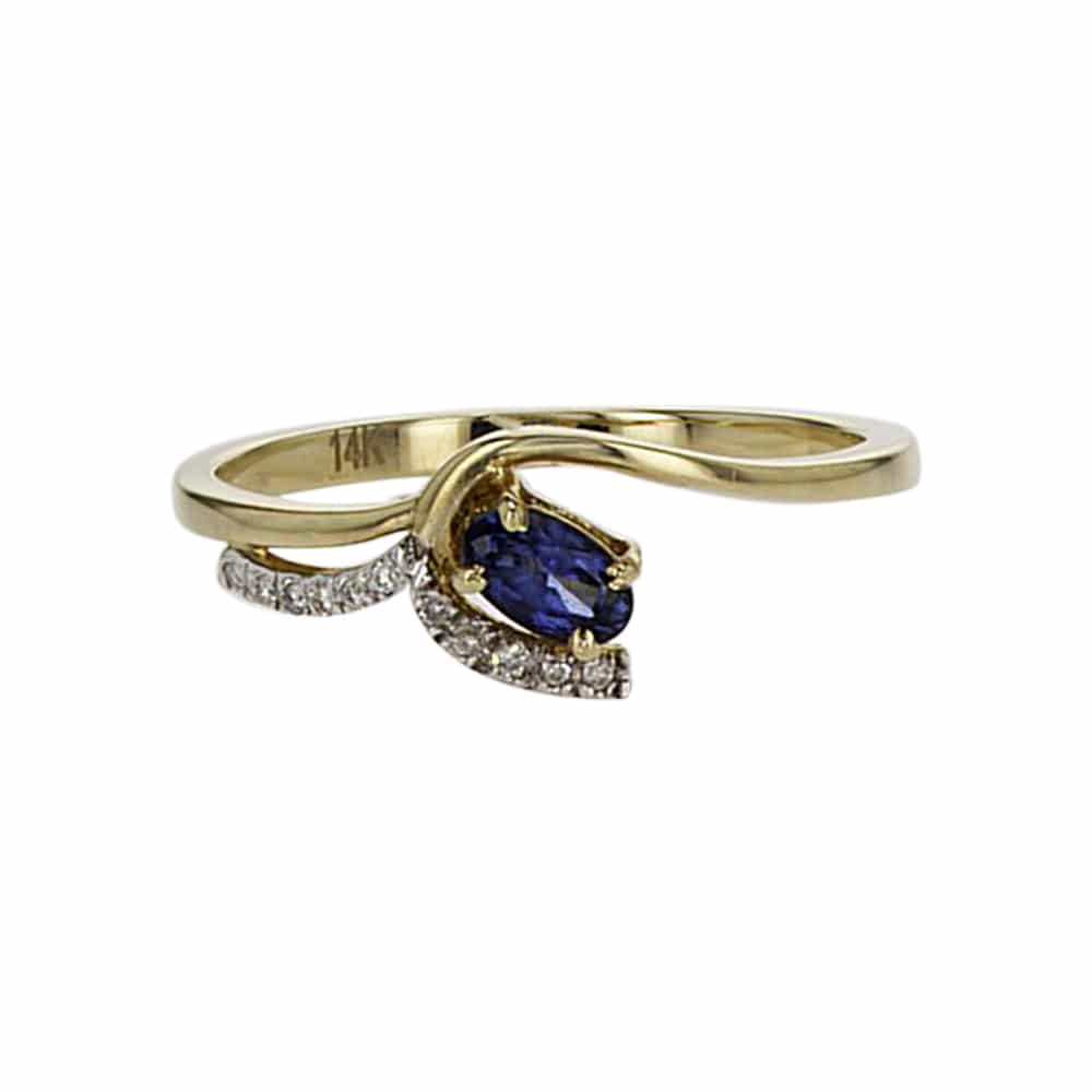 0.29ct Sapphire and Diamonds Ring, 14K Yellow Gold