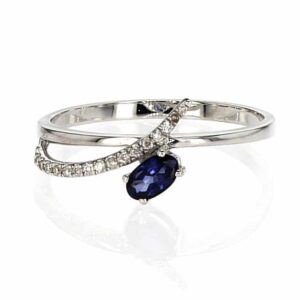 0.28ct Sapphire and Diamonds Ring, 14K White Gold