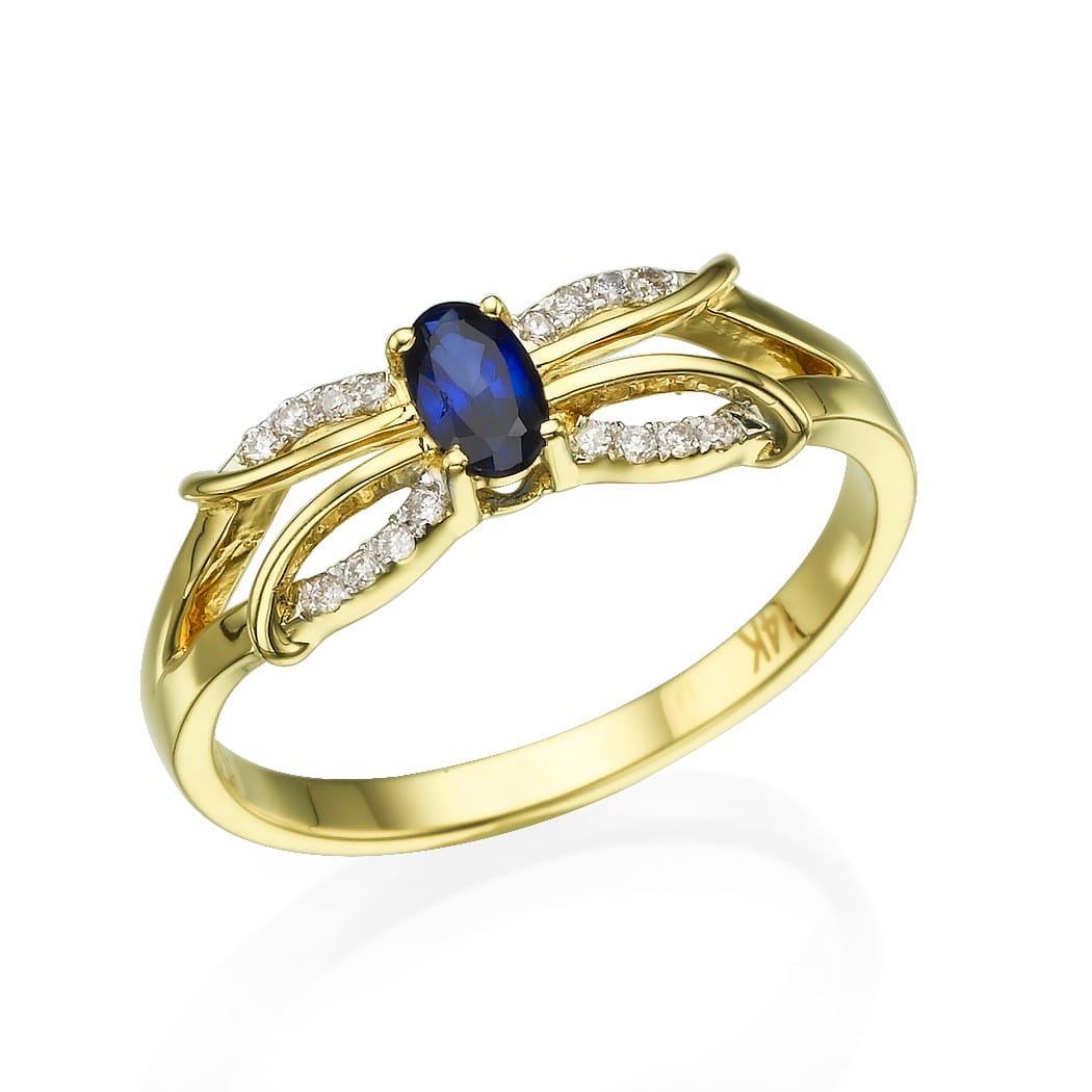 Sapphire and Diamonds Vintage Ring, 14K Yellow Gold