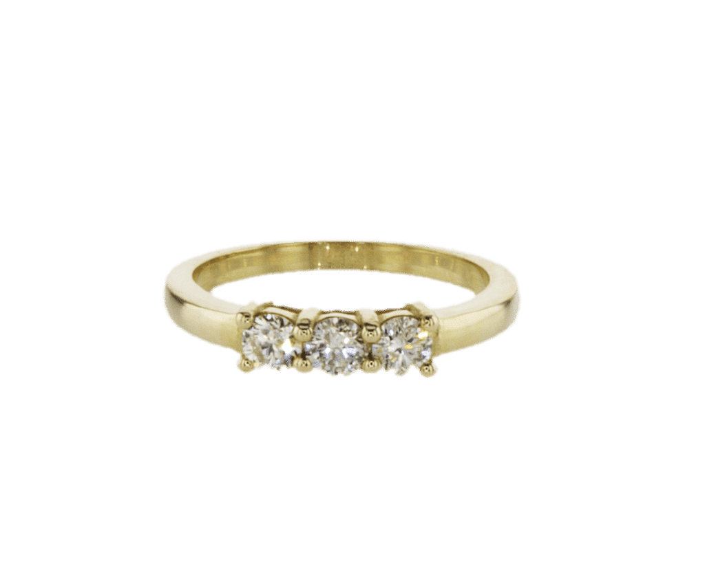 טבעת חצי נישואין, זהב-צהוב 14 קראט, משובצת יהלומים