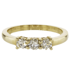 טבעת חצי נישואין, זהב-צהוב 14 קראט, משובצת יהלומים