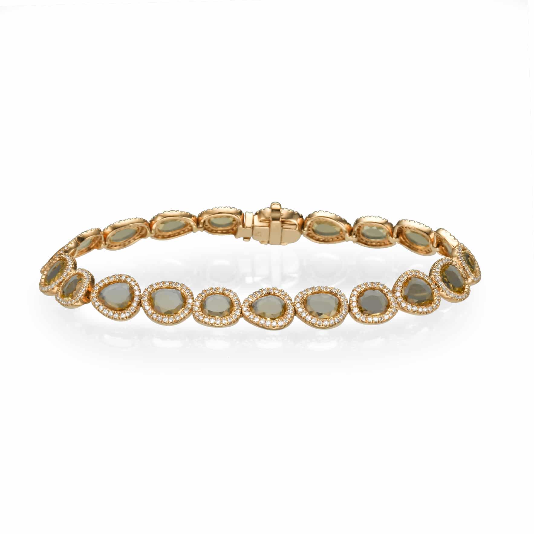 7.92ct Citrine and Natural Diamonds Bracelet, set in 14K Yellow Gold