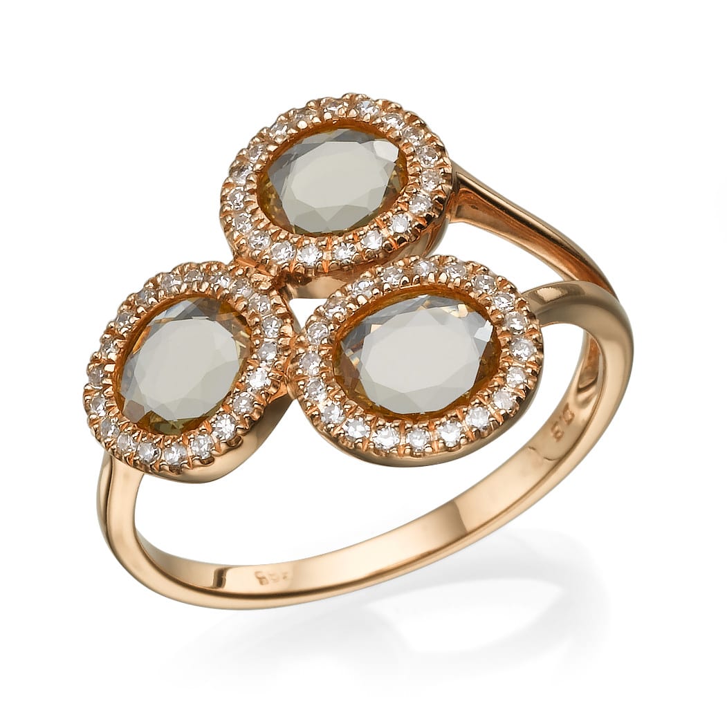 0.87ct Citrine and Diamonds Ring, set in 14K Rose Gold
