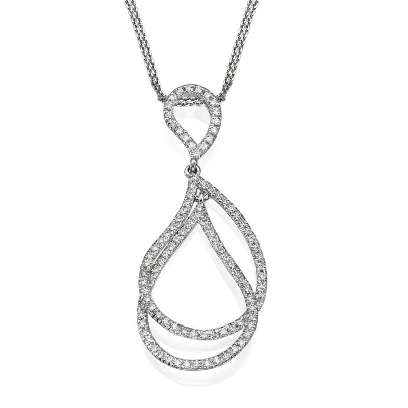 שרשרת יהלומים 0.51 קראט משובצים בתליון זהב-לבן 18 קראט