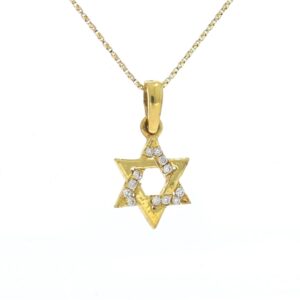 Star of David Pendant of 14K Yellow Gold set with diamonds