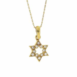 Star of David Pendant of 14K Yellow Gold set with diamonds