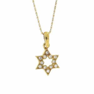 Star of David Pendant of 14K Yellow Gold set with diamonds