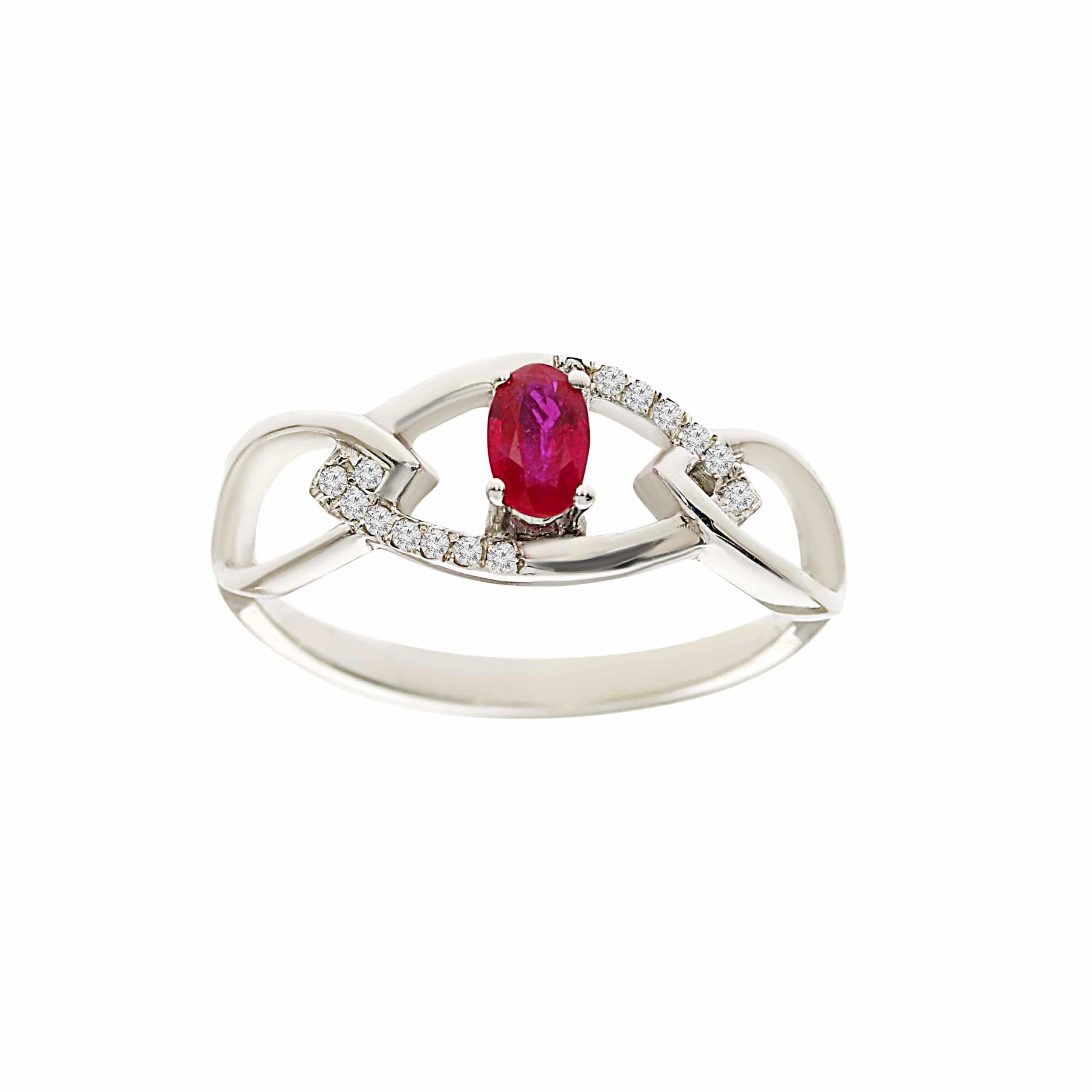 0.26ct Ruby and Diamonds Ring, 9K White Gold