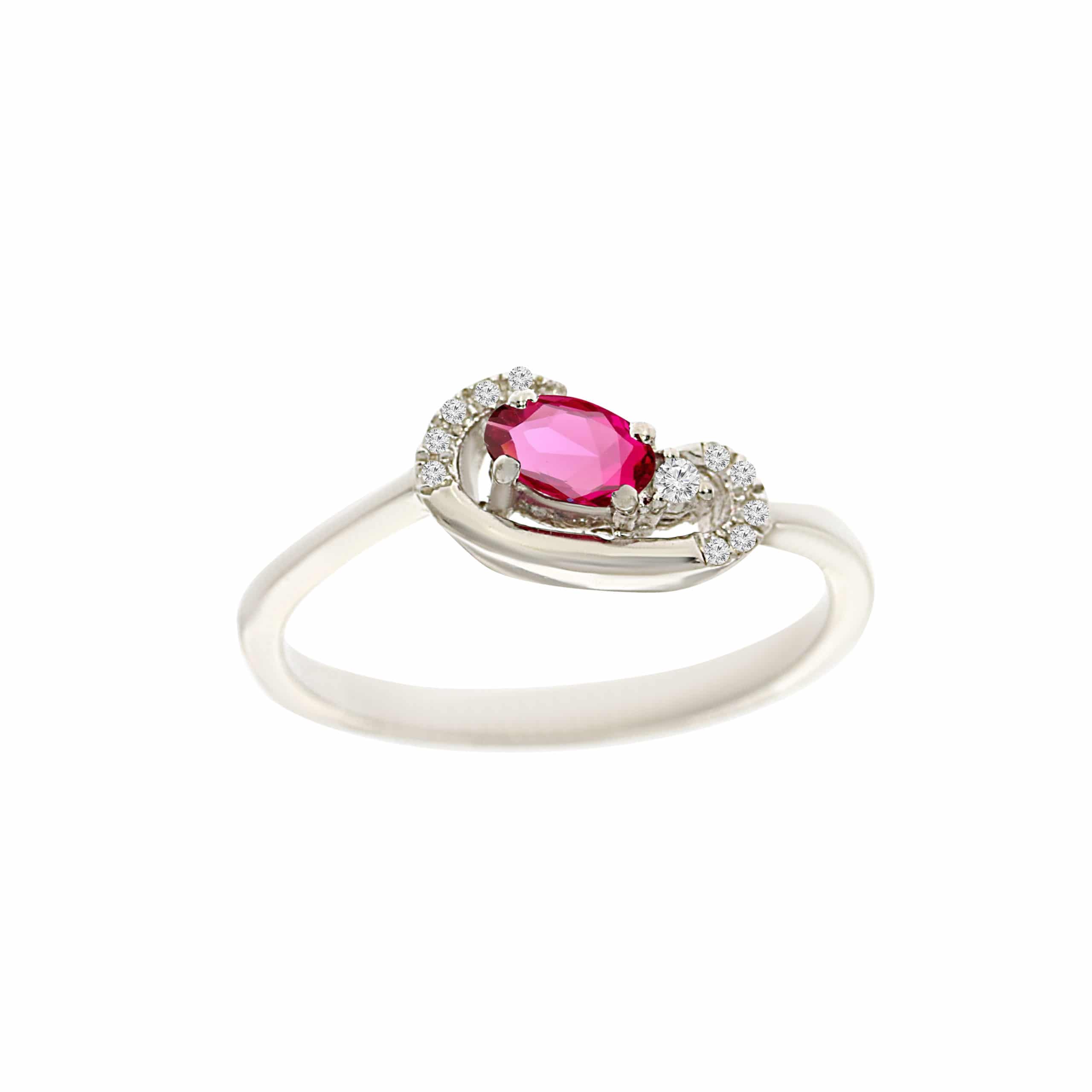 0.25ct Ruby and Diamonds Ring, 14K White Gold