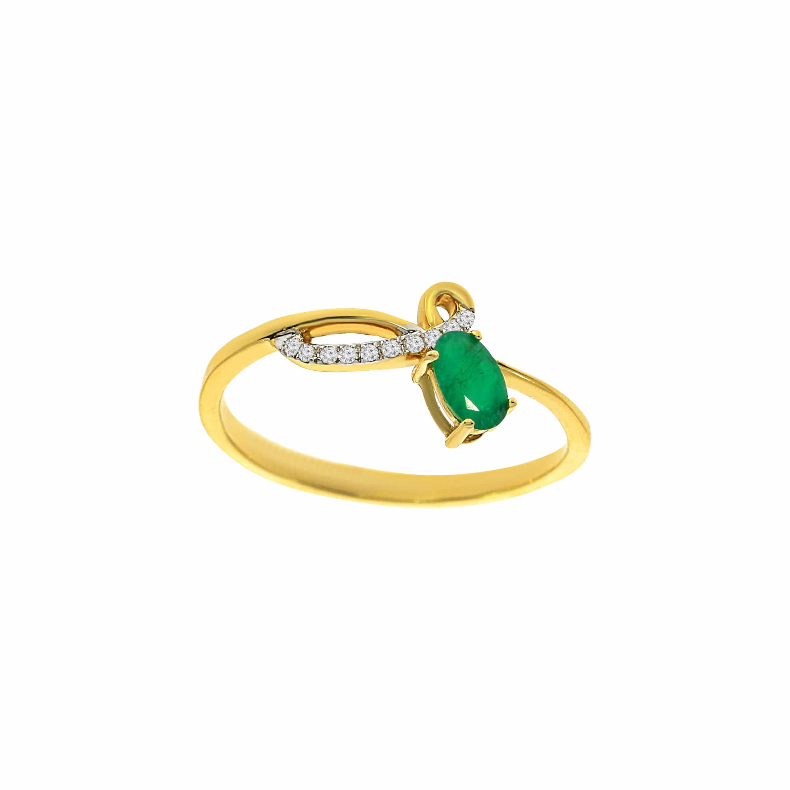 0.24ct Emerald and Diamonds Ring, set in 14K Yellow Gold