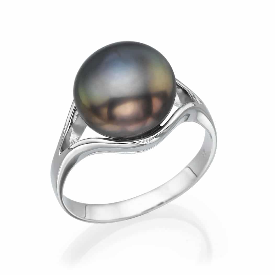 Gray Pearl Ring, 9K White Gold