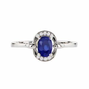 0.43ct Sapphire and Diamonds Ring, 14K White Gold