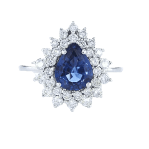 2.03ct Sapphire and Diamonds Ring, 18K White Gold