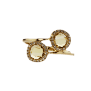 0.56ct Citrine and Diamonds Ring, set in 14K Rose Gold