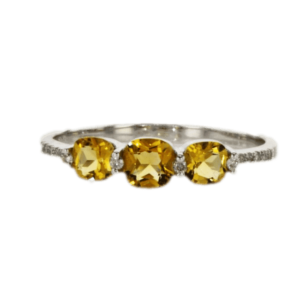 0.60ct Citrine and Diamonds Ring, set in 14K White Gold