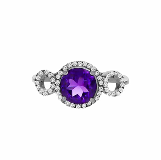 1.35ct Amethyst and Diamonds Ring, 9K White Gold