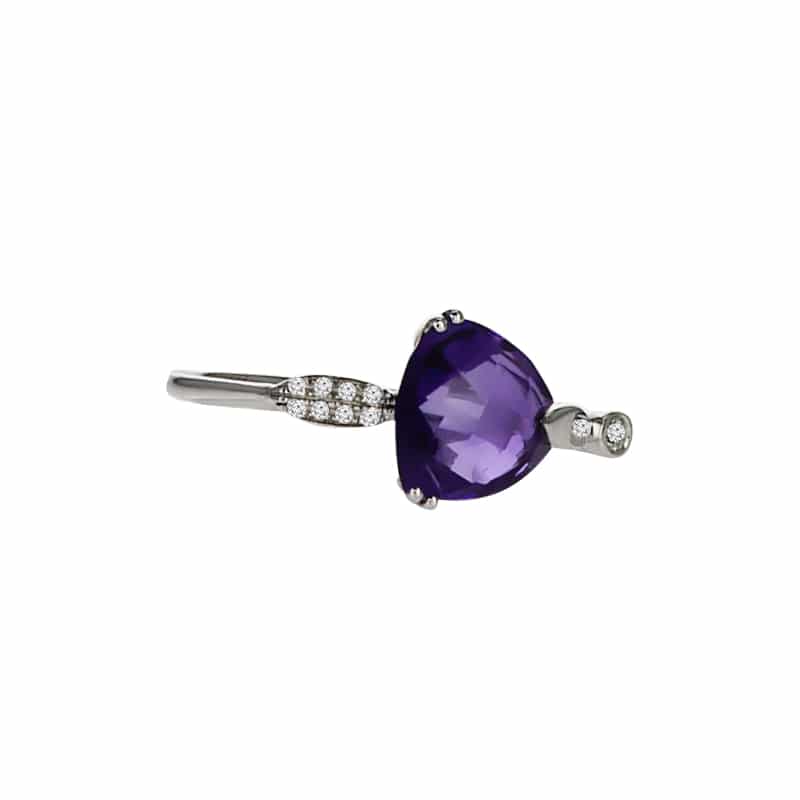 1.95ct Amethyst and Diamonds Ring, 9K White Gold