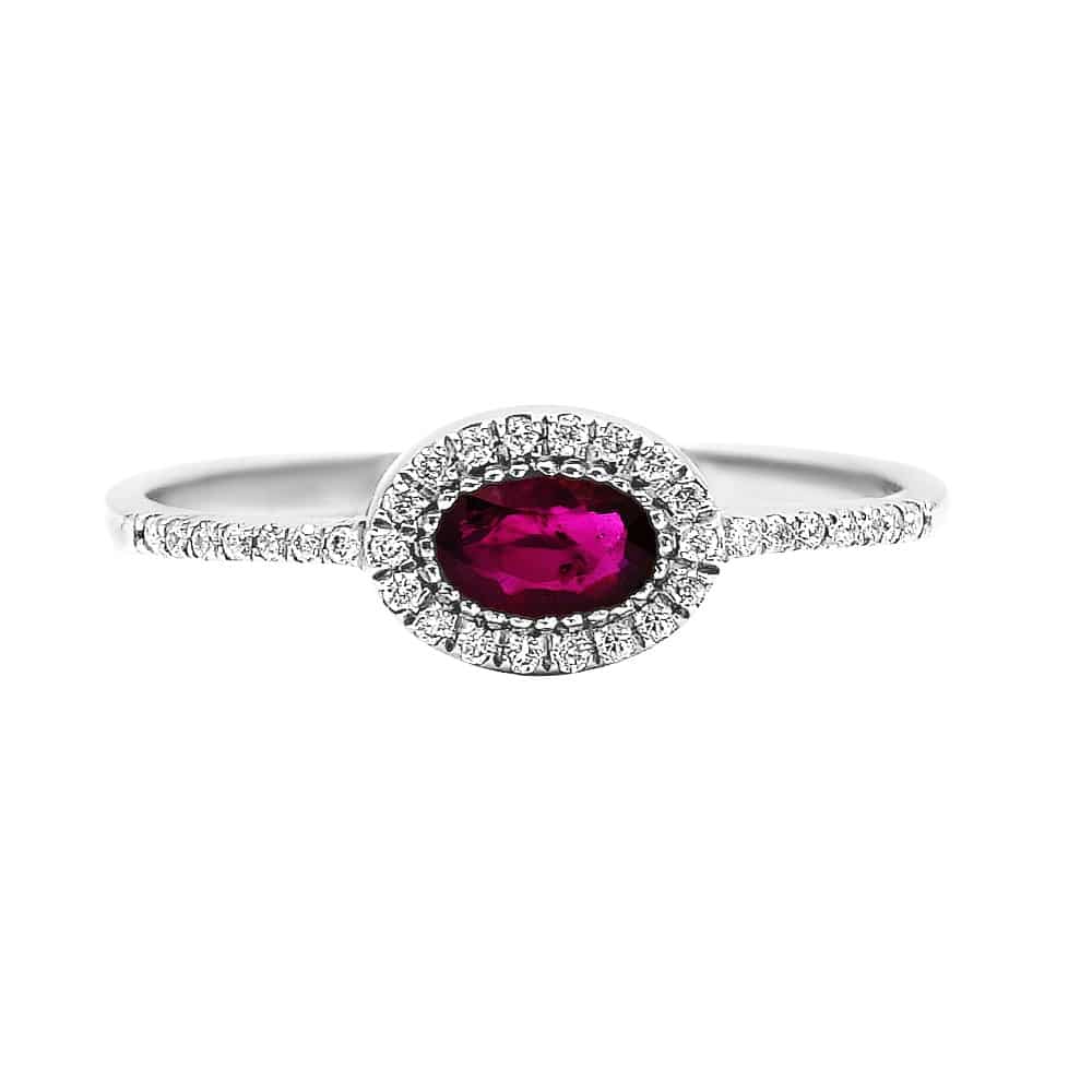 0.32ct Ruby and Diamonds Ring, set in 14K White Gold