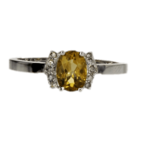 0.75ct Citrine and Diamonds Ring, set in 14K White Gold