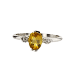 0.90ct Citrine and Diamonds Ring, set in 14K White Gold