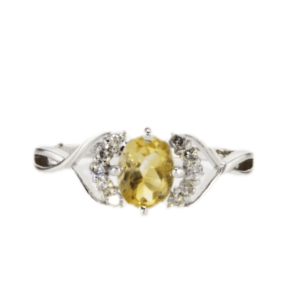 0.80ct Citrine and Diamonds Ring, set in 14K White Gold