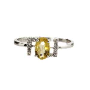 0.62ct Citrine and Diamonds Ring, set in 14K White Gold