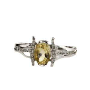טבעת סיטרין 0.88 קראט, זהב-לבן 14 קראט, משובצת 0.14 קראט יהלומים