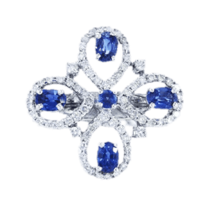 1.28ct Sapphire and Diamonds Ring, 18K White Gold