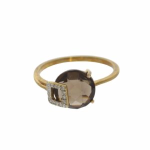 2.30ct Smoky Topaz and Diamonds Ring, 9K Yellow Gold