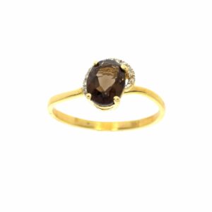 1.14ct Smoky Topaz and Diamonds Ring, 14K Yellow Gold