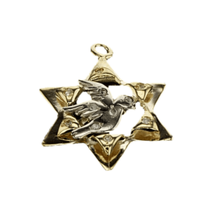 תליון מגן דוד, זהב-אדום 14 קראט, משובץ יהלומים