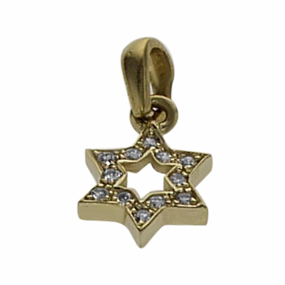 Star of David Pendant of 14K Yellow Gold 0.06 carat diamonds