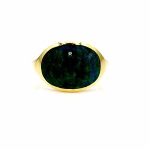 14K Yellow gold with a Green Eilat Stone.