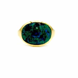 14K Yellow gold with a Green Eilat Stone.