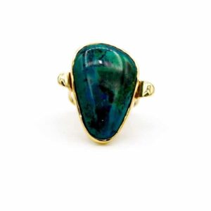 14K Yellow gold with a Green Eilat Stone.