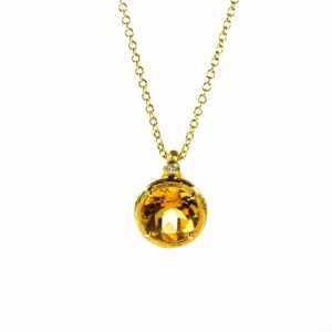 שרשרת זהב לבן 14 קראט משובצת אבן חן סיטרין